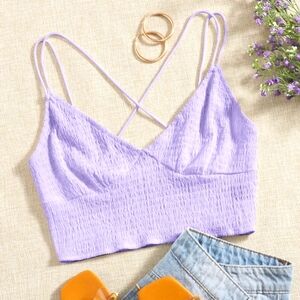 WYWH Crisscross Back Shirred Cami Top